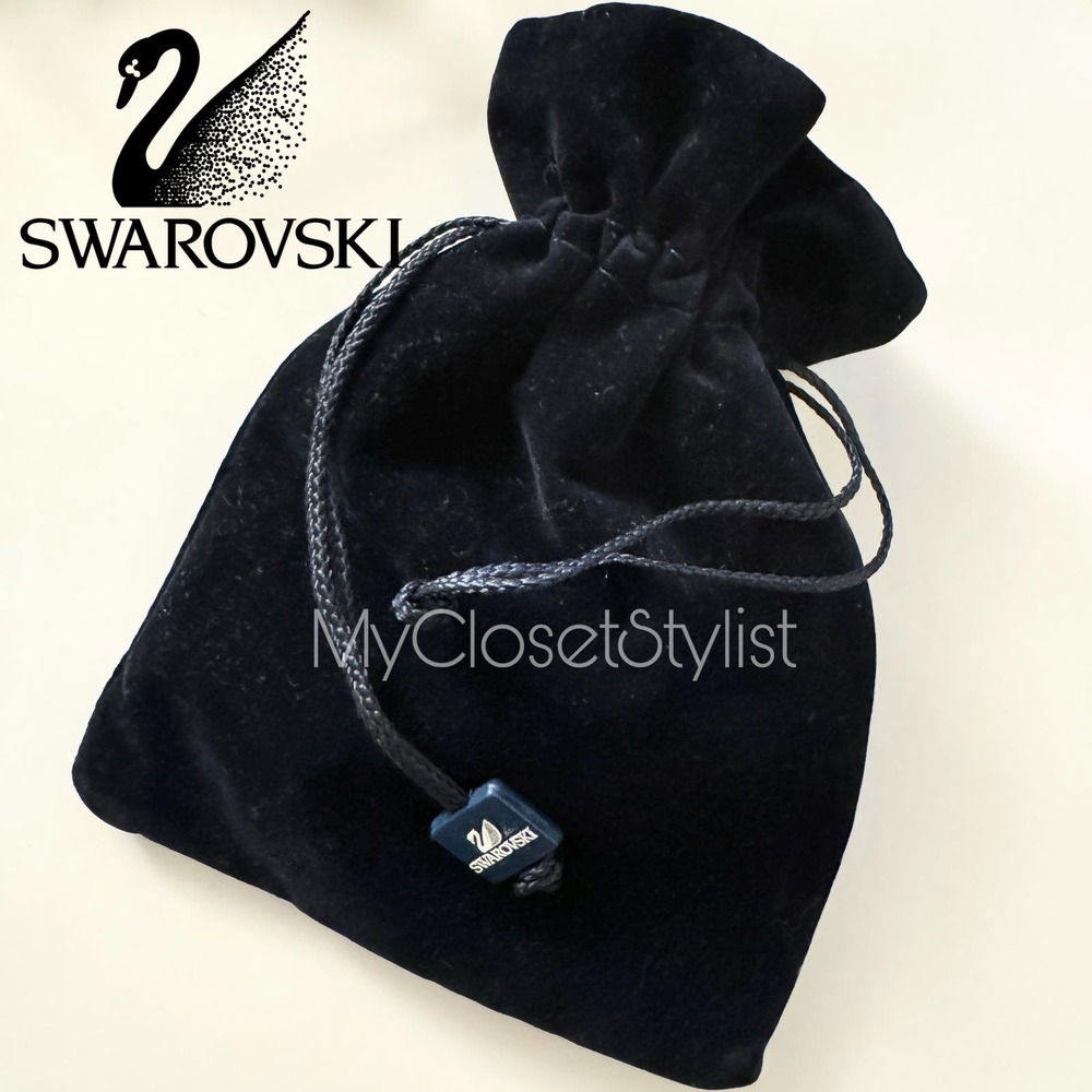 SWAROVSKI Crystal Swan logo Velvet Gift Bag Pouch NEW! pin heart gold necklace